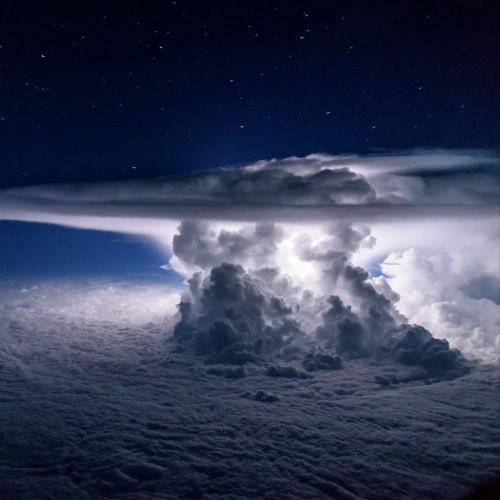 Cockpit view of a thunderstorm 